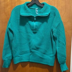 Lou & Grey Teal Cowl Neck Sweater